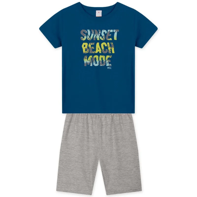 Conjunto Curto Moletom Infantil Masculino Marisol Play Azul 6