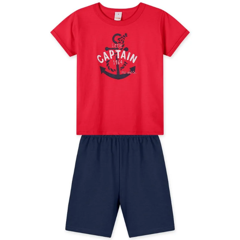 Conjunto Curto Âncora Moletom Infantil Masculino Marisol Play Vermelho 4