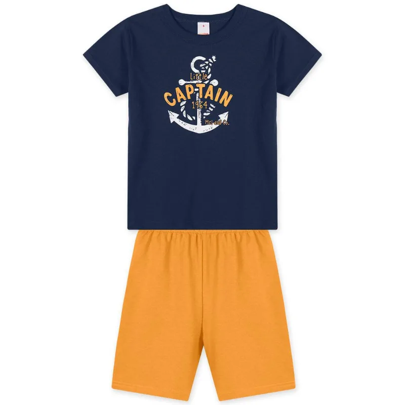Conjunto Curto Âncora Moletom Infantil Masculino Marisol Play Azul 6