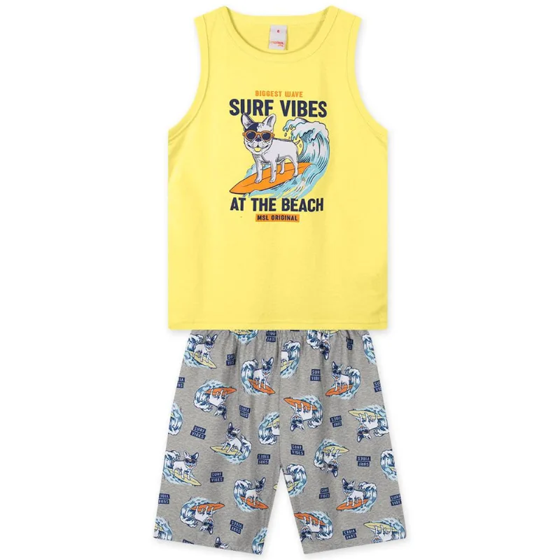Conjunto Curto Infantil Masculino Marisol Play Amarelo 3P