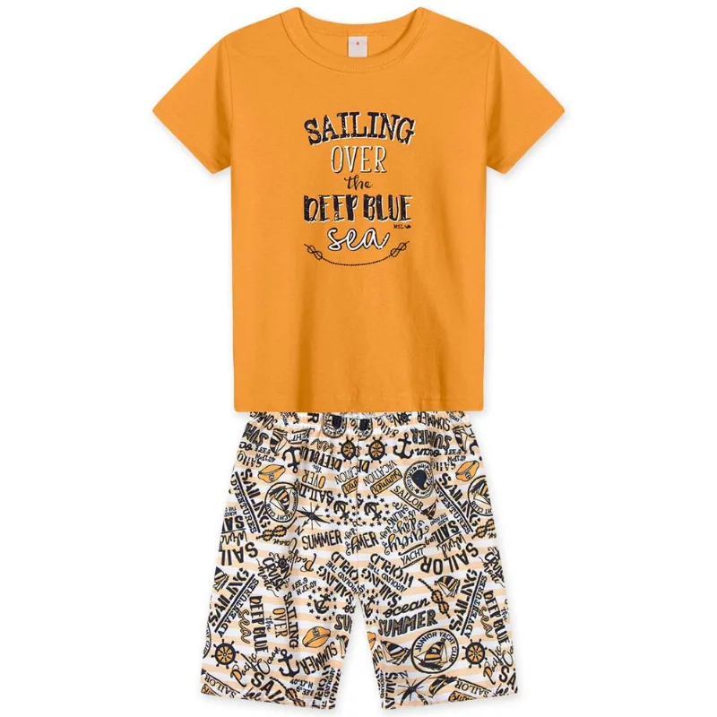 Conjunto Curto Infantil Masculino Marisol Play Laranja 3P