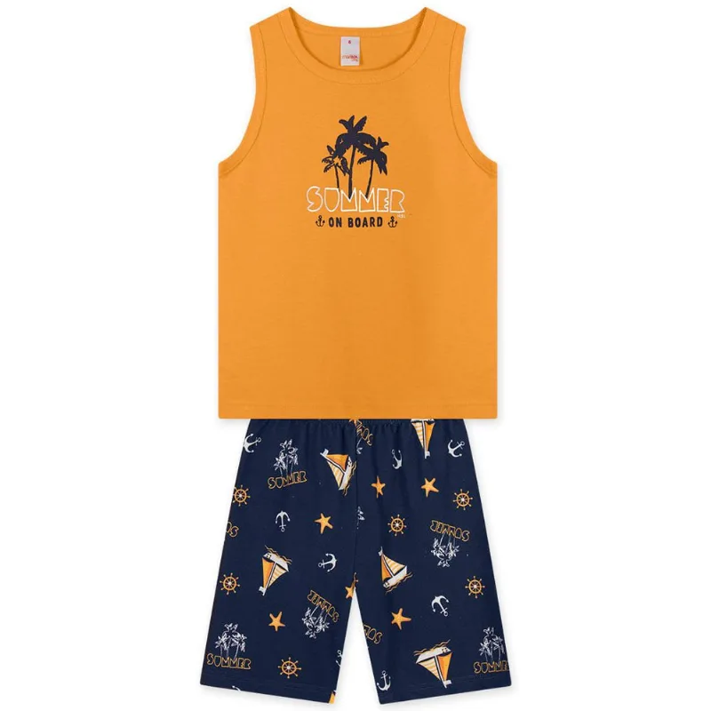 Conjunto Curto Moletom Infantil Masculino Marisol Play Laranja 1P