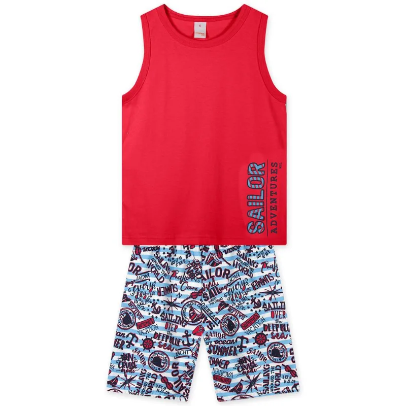 Conjunto Curto Moletom Infantil Masculino Marisol Play Vermelho 1P