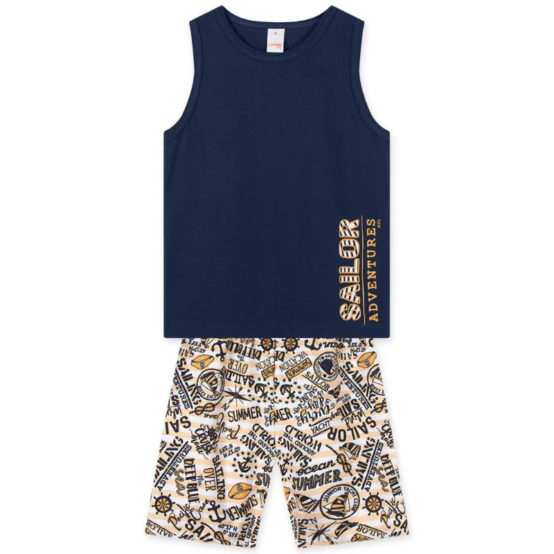 Conjunto Curto Moletom Infantil Masculino Marisol Play Azul 4