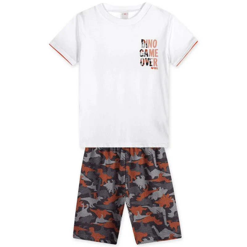 Conjunto Curto Moletom Infantil Masculino Marisol Play Branco 2P