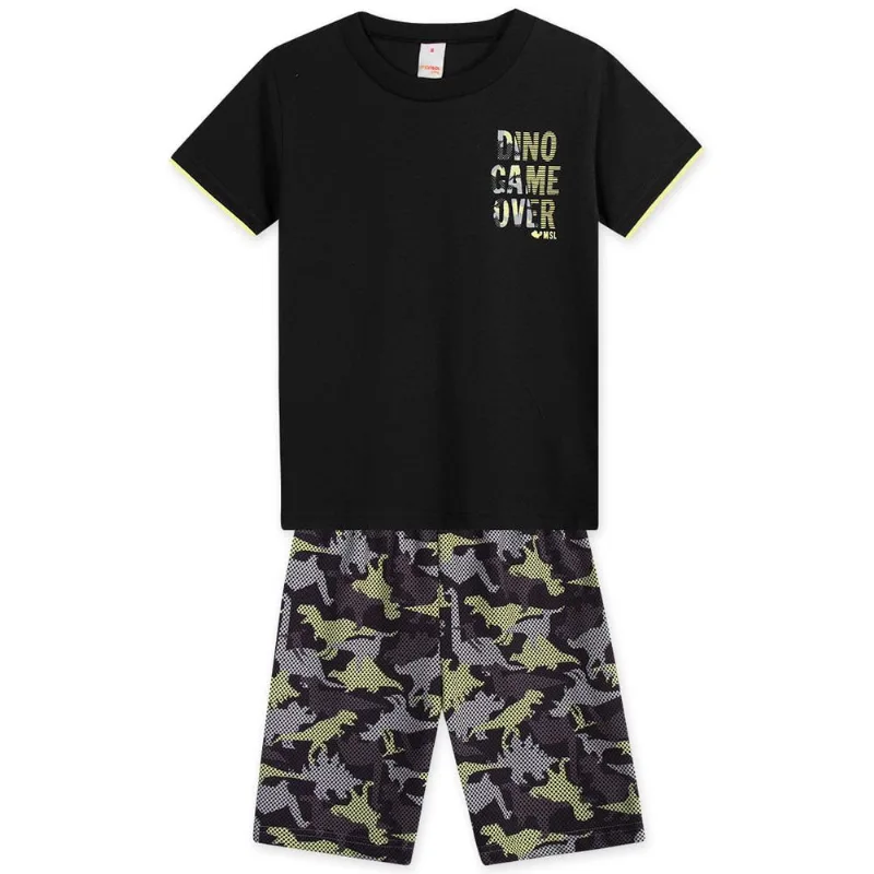 Conjunto Curto Moletom Infantil Masculino Marisol Play Preto 2P