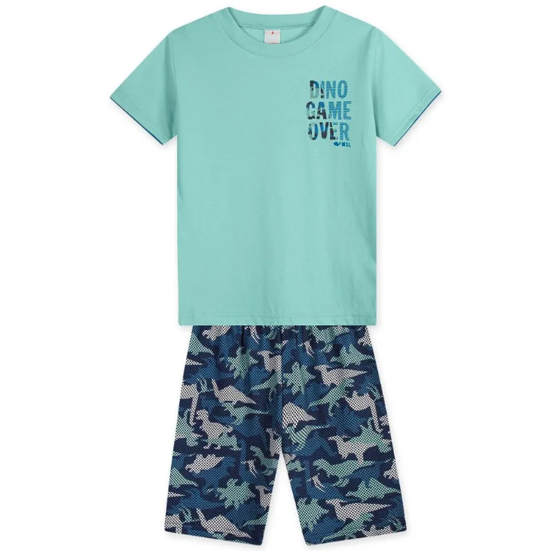 Conjunto Curto Moletom Infantil Masculino Marisol Play Azul 2P