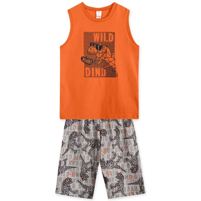 Conjunto Curto Moletom Infantil Masculino Marisol Play Laranja 1P