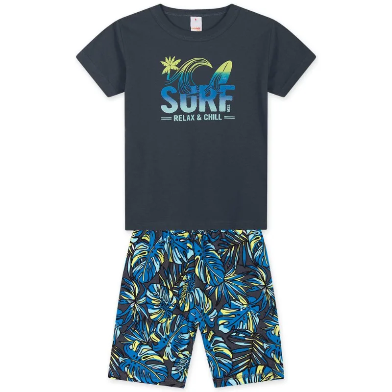 Conjunto Curto Moletom Infantil Masculino Marisol Play Azul 12