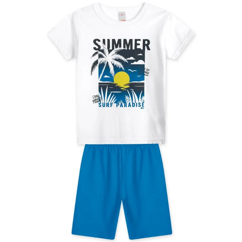 Conjunto Curto Moletom Infantil Masculino Marisol Play Branco 12