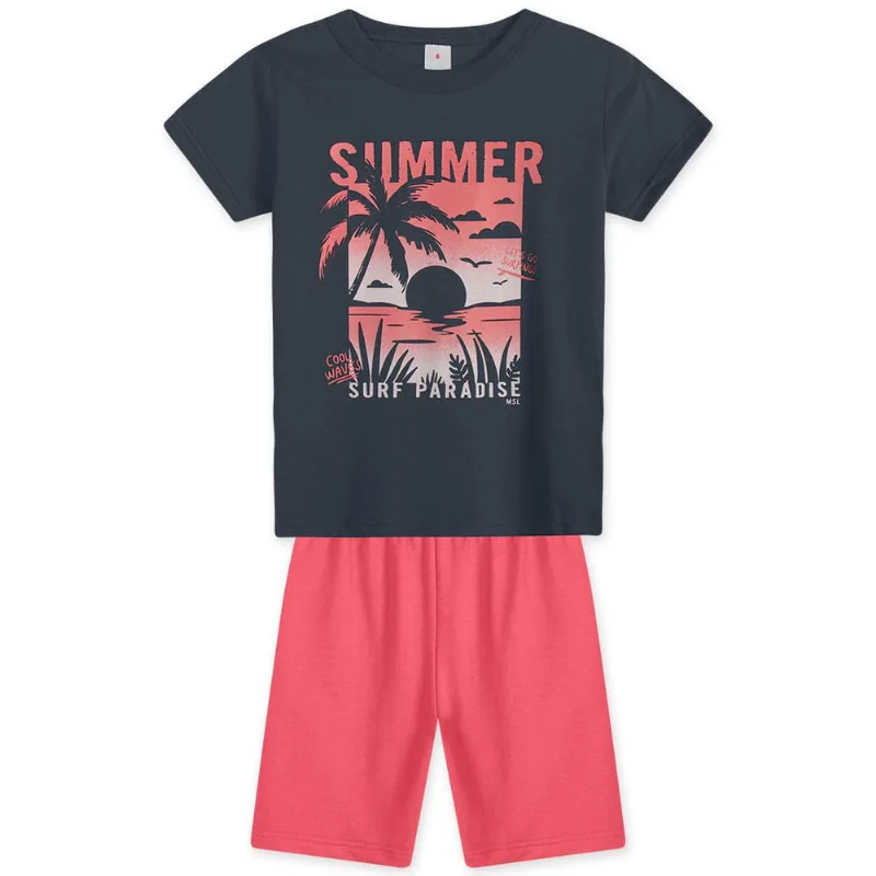 Conjunto Curto Moletom Infantil Masculino Marisol Play Azul 4