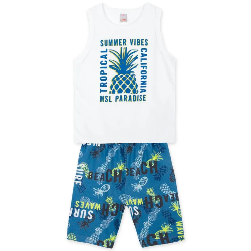 Conjunto Curto Moletom Infantil Masculino Marisol Play Branco 6