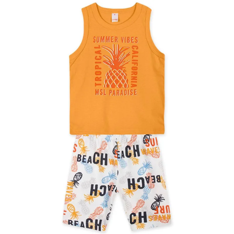 Conjunto Curto Moletom Infantil Masculino Marisol Play Laranja 16