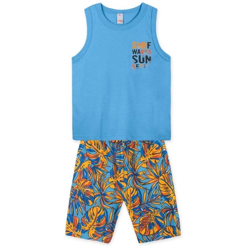 Conjunto Curto Moletom Infantil Masculino Marisol Play Azul 8