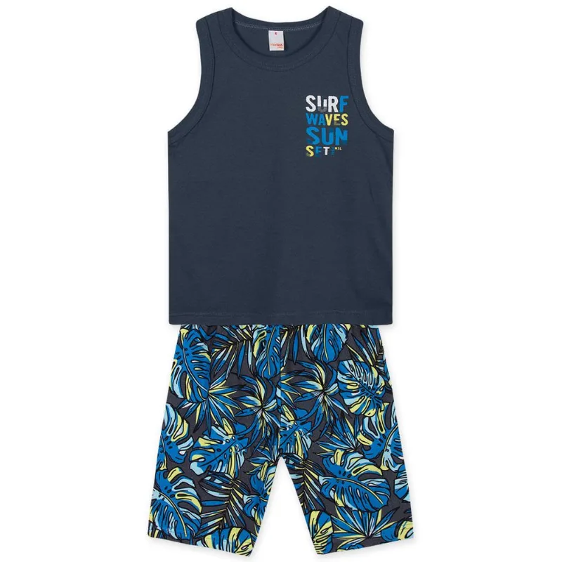 Conjunto Curto Moletom Infantil Masculino Marisol Play Azul 16