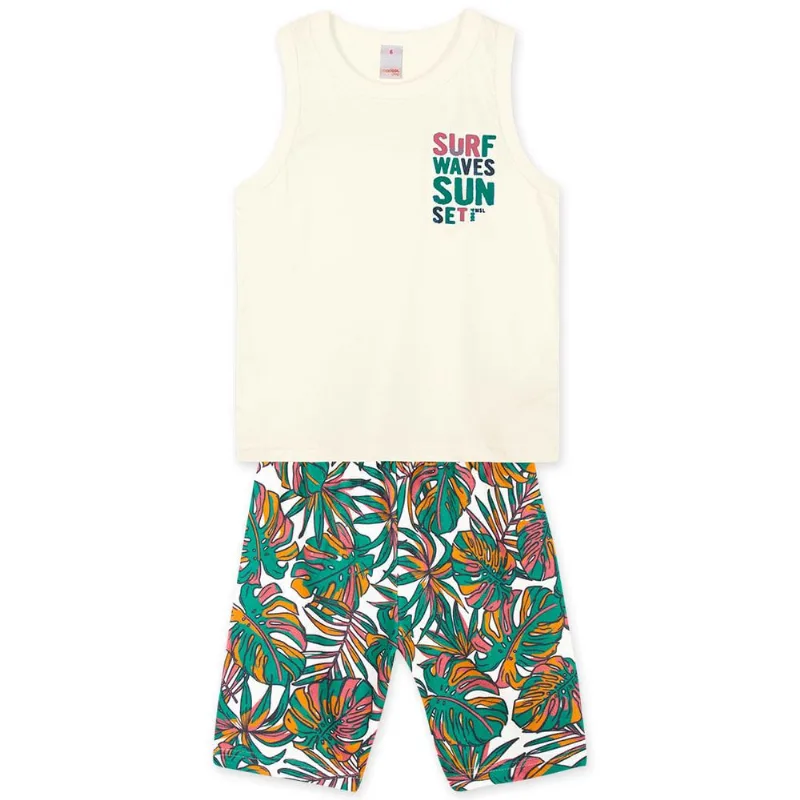 Conjunto Curto Moletom Infantil Masculino Marisol Play Bege 14