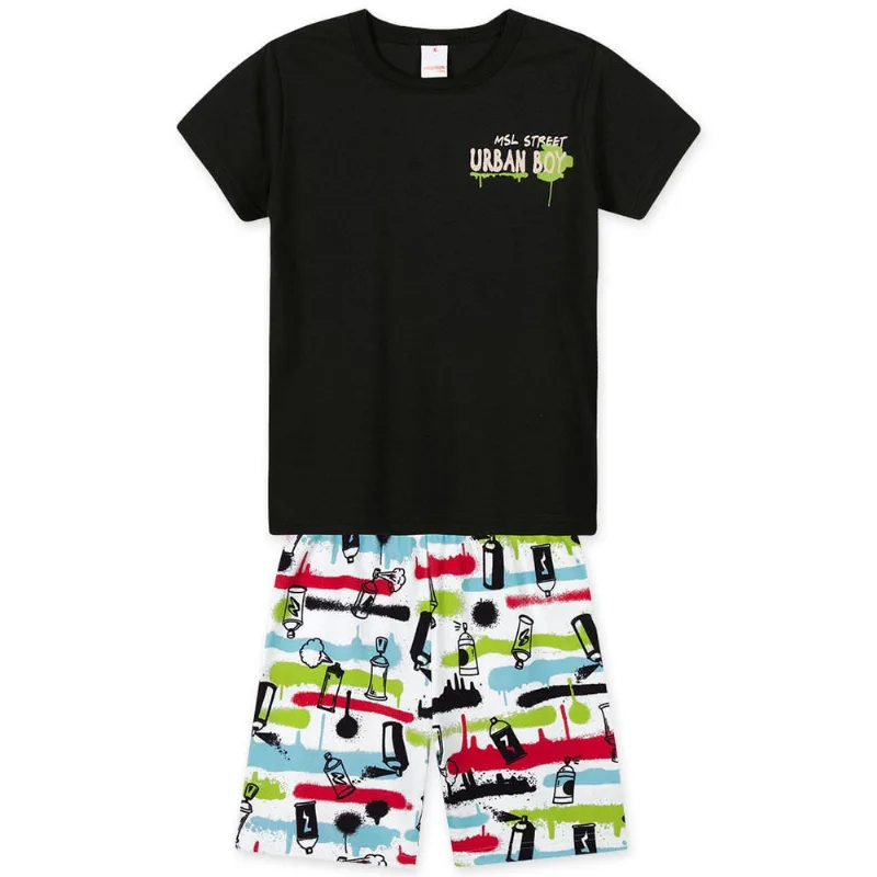 Conjunto Curto Moletom Infantil Masculino Marisol Play Preto 10