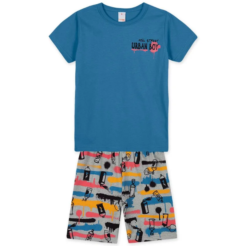 Conjunto Curto Moletom Infantil Masculino Marisol Play Azul 10