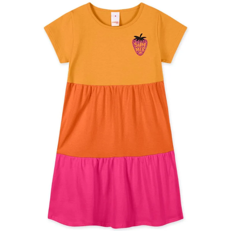 Vestido Manga Curta Infantil Feminino Marisol Play Laranja 12