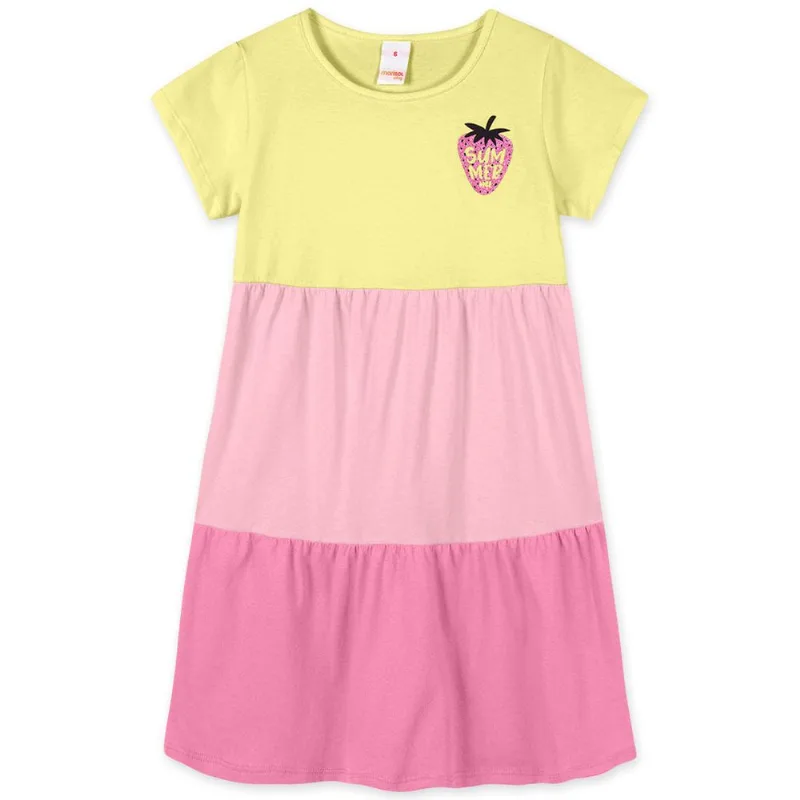 Vestido Manga Curta Infantil Feminino Marisol Play Amarelo 14