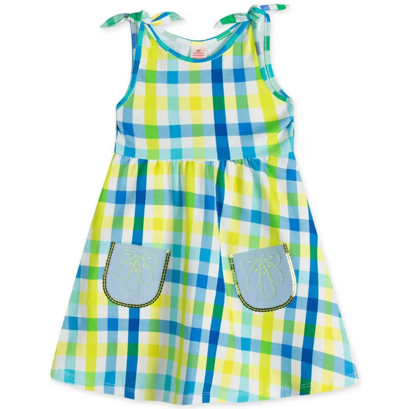 Vestido Curto Xadrez Infantil Feminino Marisol Azul 4