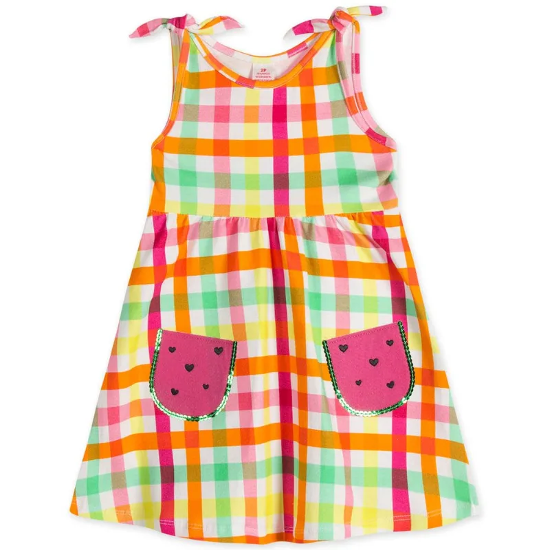 Vestido Curto Xadrez Infantil Feminino Marisol Rosa 8