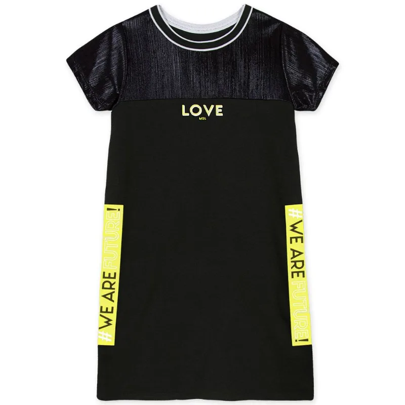Vestido Manga Curta Moletom Infantil Feminino Marisol Preto 4