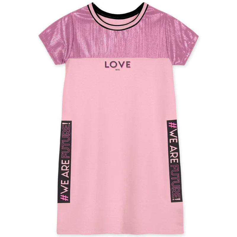 Vestido Manga Curta Moletom Infantil Feminino Marisol Rosa 10