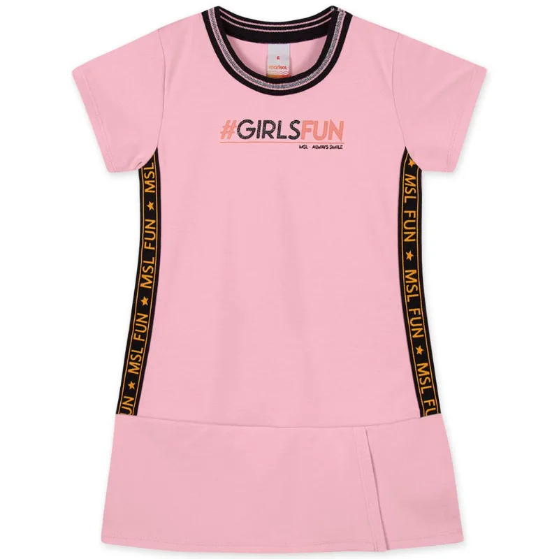 Vestido Manga Curta Alfaiataria Infantil Feminino Marisol Rosa 10
