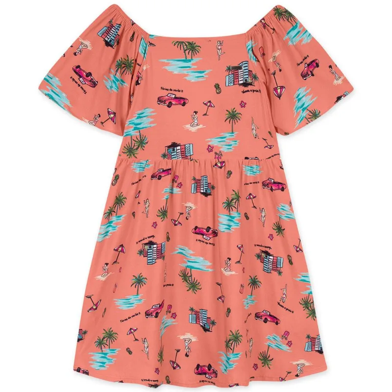 Vestido Curto Viscose Infantil Feminino Marisol Laranja 4