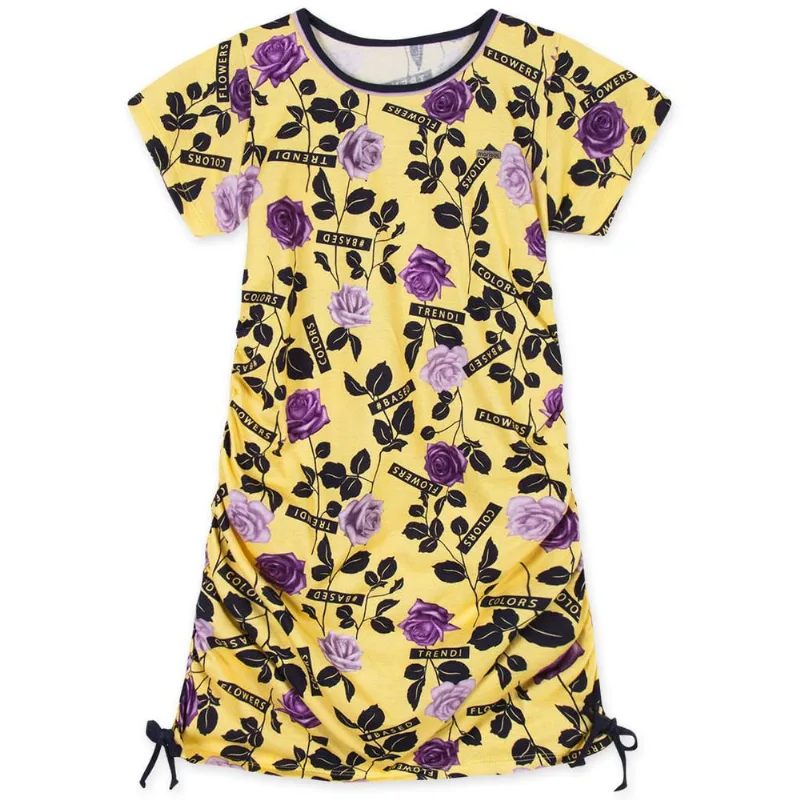 Vestido Floral Manga Curta Infantil Feminino Marisol Amarelo 16