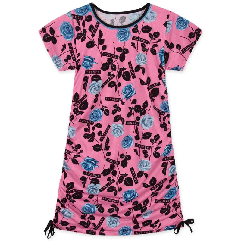 Vestido Floral Manga Curta Infantil Feminino Marisol Rosa 10