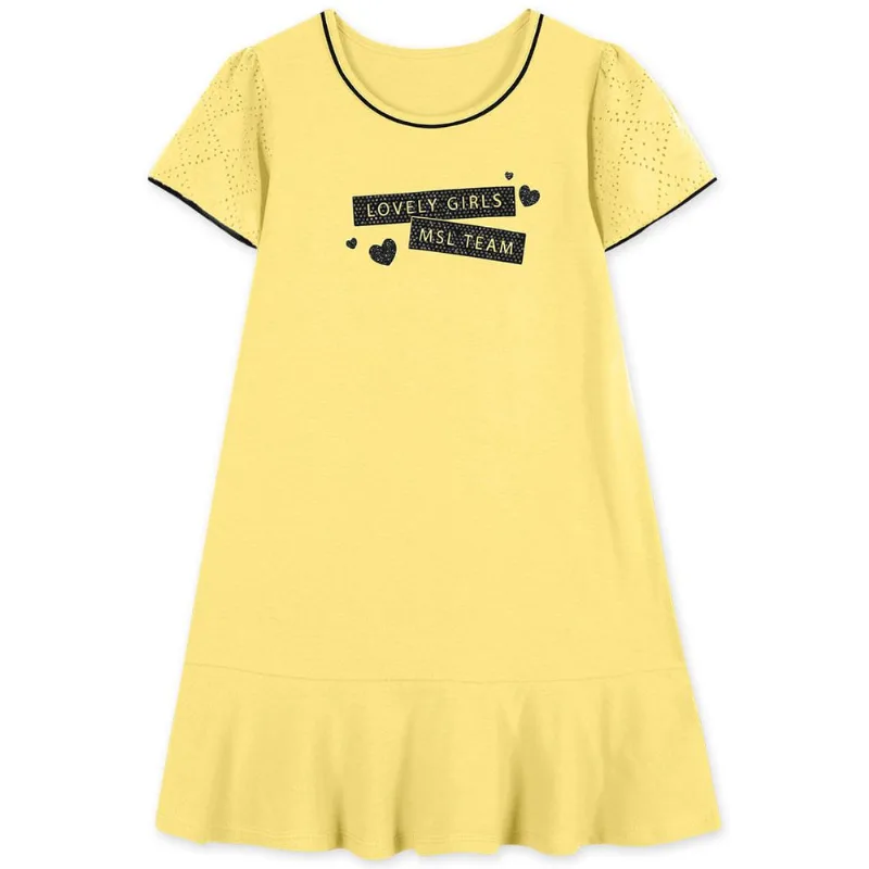 Vestido Manga Curta Infantil Feminino Marisol Amarelo 10