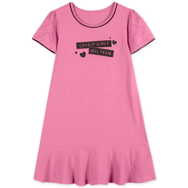 Vestido Manga Curta Infantil Feminino Marisol Rosa 10