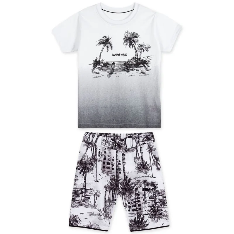 Conjunto Curto Moletom Infantil Masculino Marisol Branco 12