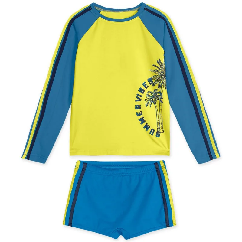 Conjunto Manga Longa Com Proteção Solar Infantil Masculino Marisol Amarelo 14