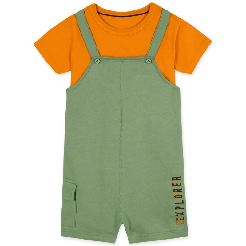 Conjunto Curto Com Jardineira Moletom Bebê Masculino Marisol Laranja PB