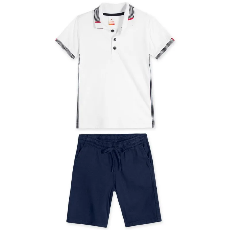 Conjunto Curto Moletom Infantil Masculino Marisol Branco 14