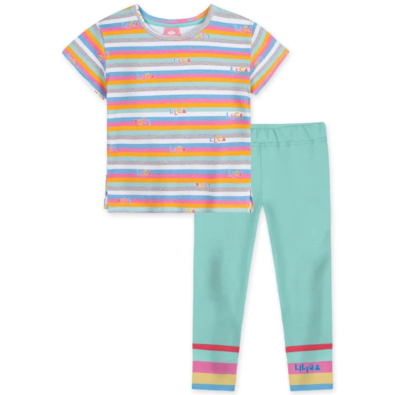 Conjunto Curto Listrado Infantil Feminino Lilica Azul 1