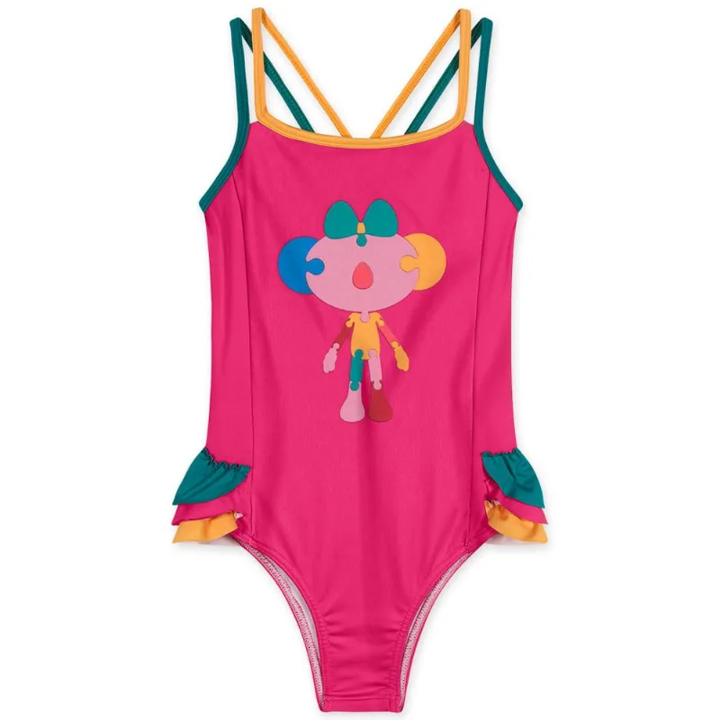 Maiô Alças Transpassadas Com Proteção Solar Infantil Feminino Lilica Rosa 6