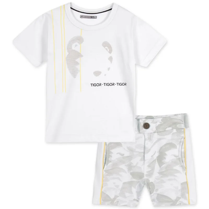 Conjunto Curto Bebê Masculino Tigor Branco 1