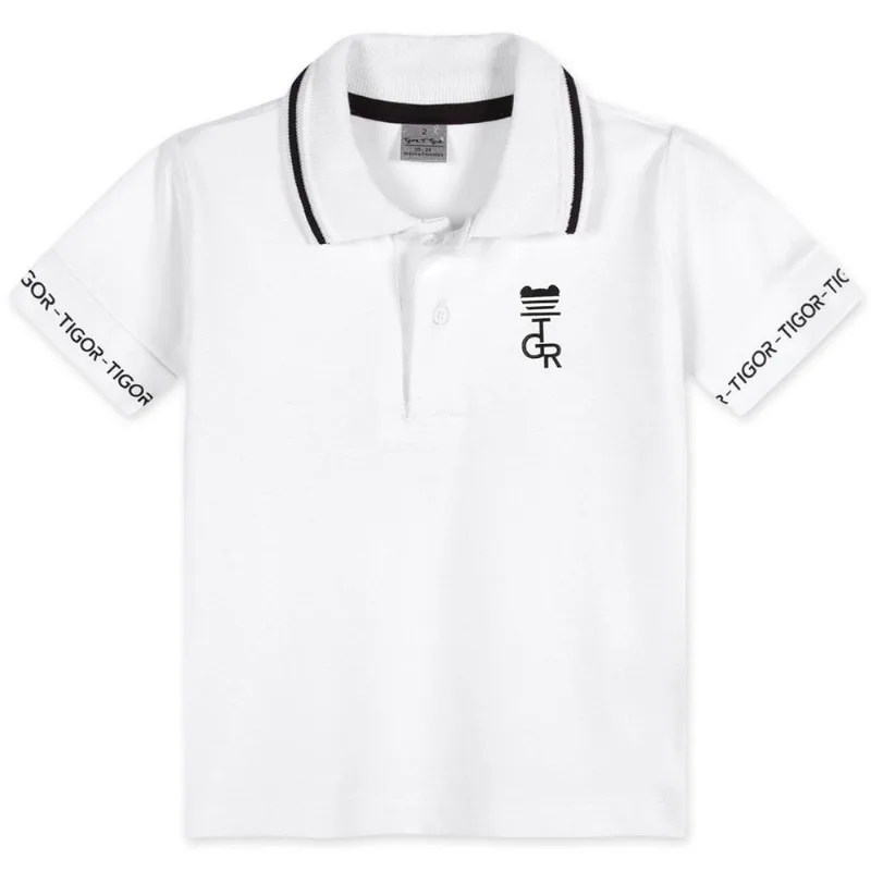 Camisa Polo Manga Curta Bebê Masculina Tigor Branco 1