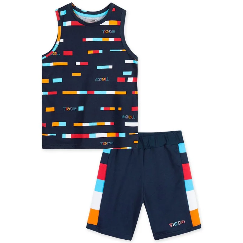 Conjunto Curto Moletom Infantil Masculino Tigor Azul 5
