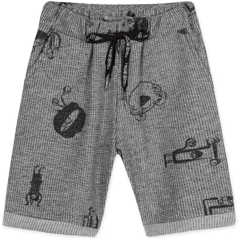 Bermuda Moletom Infantil Masculina Tigor Cinza 12