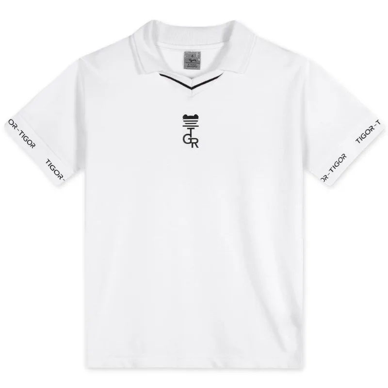 Camisa Polo Manga Curta Infantil Masculina Tigor Branco 8