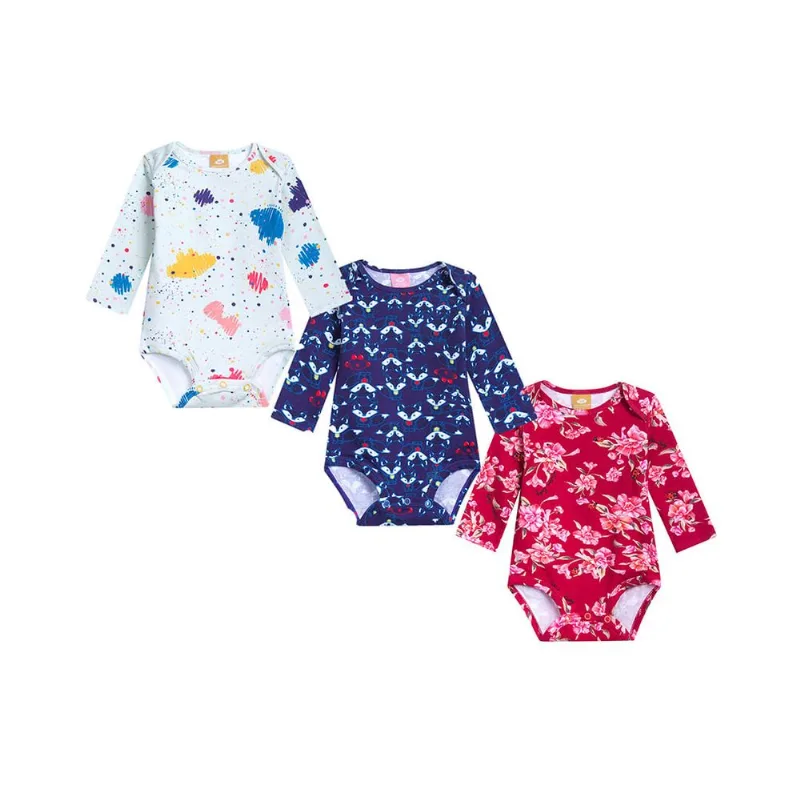 Kit Body Longo Bebê Menina Lilica - GB