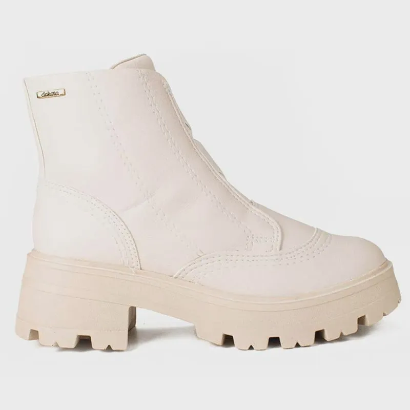 Bota Coturno Feminina Elástico Zíper Areia Dakota G4401-0005