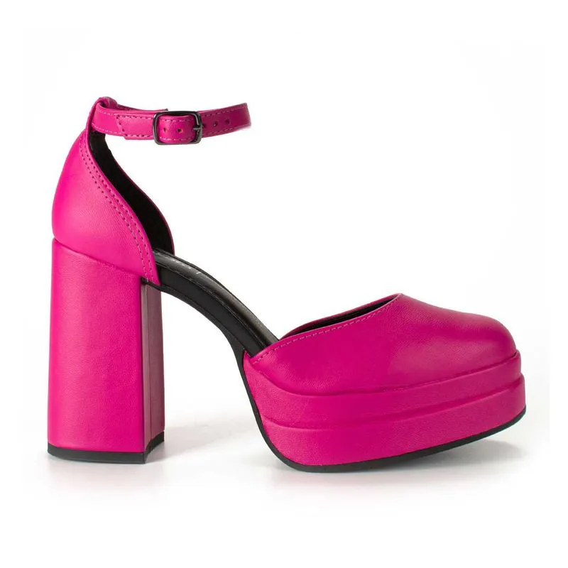 Sapato Dakota Plataforma de Salto Bloco Rosa 33