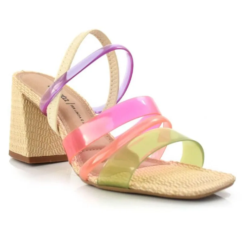 Sandália Feminina com Salto Bloco e Vinil Dakota Rosa Z9562 34