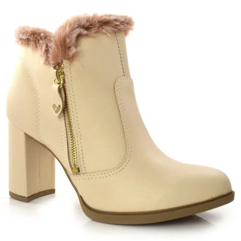 Ankle Boots de Salto de Pelo Mississipi Creme Q5761 34